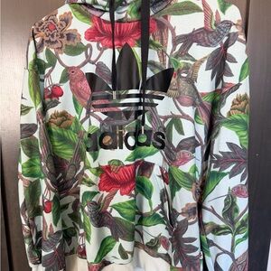 adidas Black Hoodie with Floral Accent